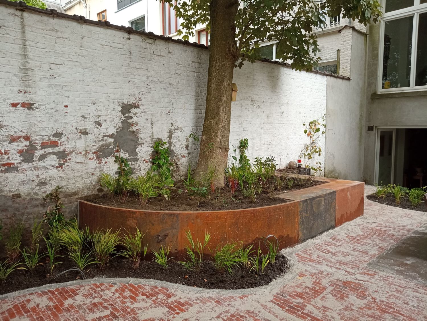 Stadstuin met cortenstalen borders — realisatie Jardim